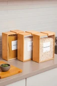 Digithome Bambu 3'lü Saklama Kutusu Etiketli Dikdörtgen Bakliyat Saklama Kabı Gıda Organizeri-MG-002 thumbnail 1