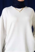 Loyşa Düşük Omuz Basic Tunik Ekru thumbnail 4