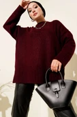 Basic Oversize Triko Tunik Bordo thumbnail 1