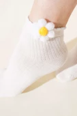 Bayan Papatyalı Soket Çorap Ekru thumbnail 2