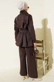 Uzun Pensli Kemerli İkili Takım Kahve thumbnail 3