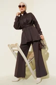 Uzun Pensli Kemerli İkili Takım Kahve thumbnail 1