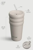 Stevig 3 Bubble Two-Cap Straw Tumbler Çelik Termos 600 ML Crushed Rock ST-244 thumbnail 7