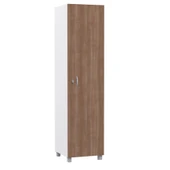 Tek Kapılı Metal Gövdeli Ahşap Kapaklı Soyunma Dolabı – Vestiyer Portmanto Askılık – Askılıklı ve Raflı thumbnail 3