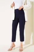 Bel Çımalı Dar Paça Kumaş Pantolon Lacivert thumbnail 1