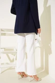 Beli Lastikli Çımalı Pantolon Beyaz thumbnail 3