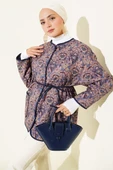 Etnik Desenli Kapitone Ceket Lacivert thumbnail 1
