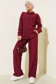 İnce Fitilli Cepli Gömlek İkili Takım Bordo thumbnail 1
