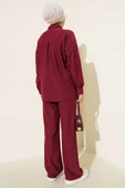 İnce Fitilli Cepli Gömlek İkili Takım Bordo thumbnail 3