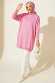 Düşük Kol Detaylı Triko Tunik Pembe thumbnail 1
