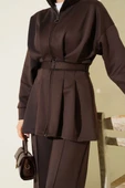 Uzun Pensli Kemerli İkili Takım Kahve thumbnail 4