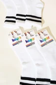 Kadın 6lı Şeritli Kolej Çorap Beyaz thumbnail 2