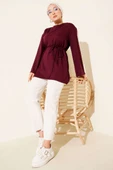 Loyşa Geniş Kollu İp Kuşaklı Tunik Vişne thumbnail 2