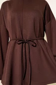 Bisiklet Yaka İp Kuşaklı Tunik Kahve thumbnail 4