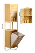 Digithome Bambu Kirli Sepetli 1 Raflı Kapaklı Banyo Dolabı Banyo Düzenleyici Çamaşır Sepeti Organizer DB-0010 thumbnail 4