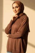 Bisiklet Yaka Merserize Tunik Kahve thumbnail 1