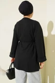 İp Bağlamalı Fitilli Kaşe Tunik Siyah thumbnail 3