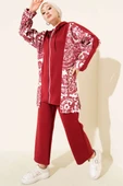 Kapüşonlu Desenli Scuba İkili Takım Bordo thumbnail 2