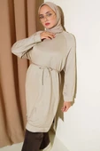 Loyşa İp Kuşaklı Uzun Tunik Taş thumbnail 1