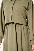 Önü Düğmeli İkili Takım Elbise Haki thumbnail 4