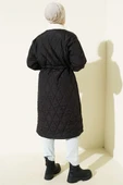 Gömlek Yaka Kürklü Kapitone Mont Siyah thumbnail 3