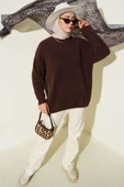 Basic Sakallı Triko Tunik Kahve thumbnail 1