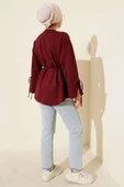 Kolları Bağcıklı İki İpli Tunik Bordo thumbnail 3