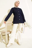 Brit Düğme Detaylı Kot Ceket Lacivert thumbnail 2