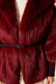 Bilek Ribanalı Kürklü Mont Bordo thumbnail 4