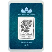 Aşk Gülü Temalı Hediyeye Özel 5 Gram 999 Ayar Gümüş ile Tasarlanmış Gümüş Külçesi-715 thumbnail 1