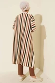 Salaş Uzun Çizgili Triko Tunik Bej thumbnail 3