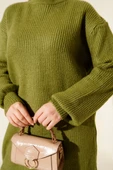 Selanik Örgü Yumoş Triko Tunik Yağ Yeşili thumbnail 4