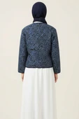 Vintage Desen Kısa Ceket Lacivert thumbnail 3