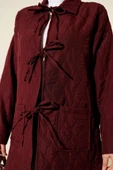Dalga Desen Kapitone Ceket Bordo thumbnail 4