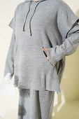 Yelekli Jile Elbise Triko İkili Takım Gri thumbnail 4