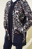 Çift Cepli Leopar Garnili İkili Takım Lacivert thumbnail 4