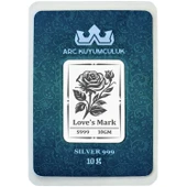 999 Ayar Gümüş ile Üretilmiş Aşk Gülü Temalı Hediyeye Özel 10 Gram Gümüş Külçesi-715 thumbnail 1