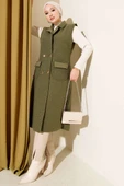 Düğmeli Uzun Buklet Yelek Haki thumbnail 2