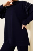 Sıra Taş Detaylı Loyşa İkili Takım Lacivert thumbnail 4