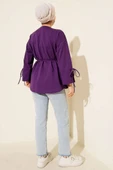 Kolları Bağcıklı İki İpli Tunik Mor thumbnail 3