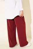 Bel Kemer Tokalı Palazzo Pantolon Bordo thumbnail 3