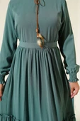 Yaka İpli Kuşaklı Elbise Çağla Yeşili thumbnail 4