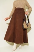 Bel Lastikli Süet Etek Kahve thumbnail 1