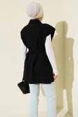 Kruvaze Yaka Kuşaklı Buklet Yelek Siyah thumbnail 3