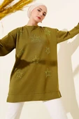 Mini Yıldız Taşlı Tunik Yağ Yeşili thumbnail 1