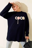 Loyşa Coco Yazı Süslemeli Tunik Lacivert thumbnail 1