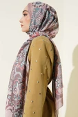 Otantik Desenli Çiçekli Şal Vizon thumbnail 3