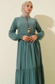 Yaka İpli Kuşaklı Elbise Çağla Yeşili thumbnail 2