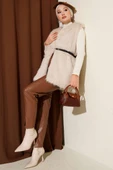 Kürklü Kemerli Yelek Bej thumbnail 2