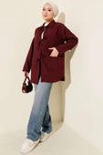 Dalga Desen Kapitone Ceket Bordo thumbnail 2
